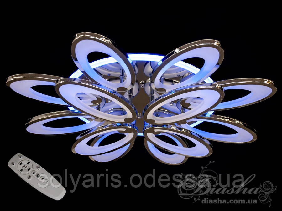LED-люстра з діммером і кольоровою підсвіткою, колір хром, 195W 8889/8+4 HR LED 3color dimmer