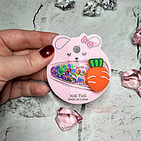 Шпилька для волосся дитяча, затискач тик-так, блискітки морквина