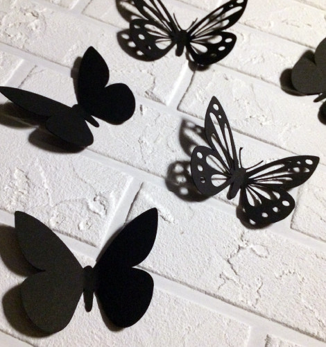 Набір 3д метеликів для декору Фіона, об'ємні метелики з картону на скотчі, позначки 3d