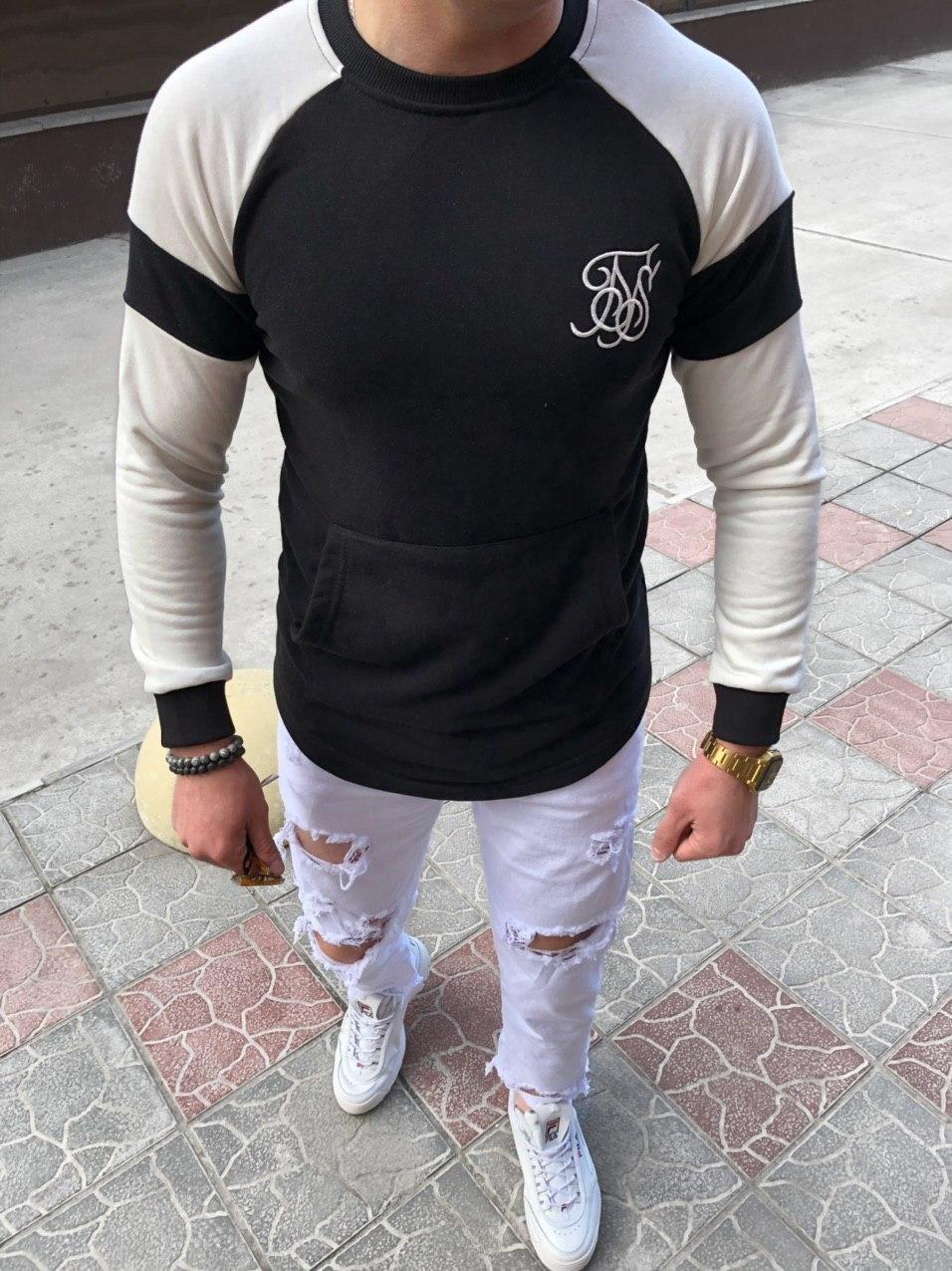Чоловічий світшот Sik Silk M027 чорно-білий