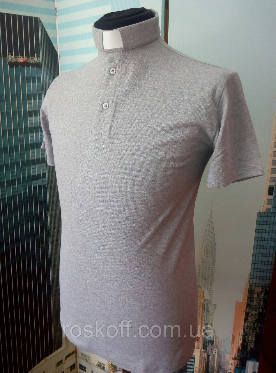 Поло для священників сірого кольору з коротким рукавом, фото 1