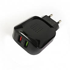 Мережева зарядна 2Usb функція швидкого заряджання QC3.0 Grand GQ-C01, фото 5