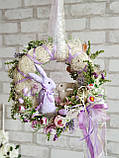 Віночок великодній на двері, пасхальний вінок з кроликами, Д 30-32 см, двохсторонній., фото 2