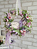 Віночок великодній на двері, пасхальний вінок з кроликами, Д 30-32 см, двохсторонній., фото 6