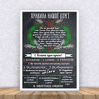 Постер "Правила нашого дому" Різдво  + рамка А4 - Українською