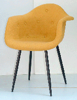 Кресло Leon Soft Metal-BK желтый W-4 шерсть на черных металлических ножках, скандинавский стиль Eames DAX