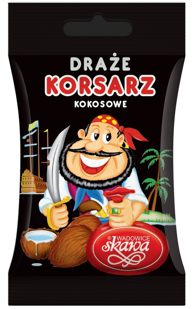 Польські кокосові драже в шоколаді смачні Корсар Draze Korsarz TM SKAWA 70г 20шт в упаковці