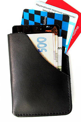 Мінікартхолдер портмоне гаманець чорний. Шкіряний чохол картхолдер для карток
