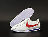 Кросівки шкіряні чоловічі Nike Cortez "Білі з червоним" р. 41-45, фото 5
