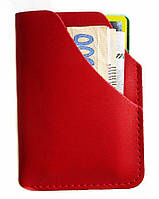 Мини картхолдер портмоне кошелек красный. Кожаный чехол картхолдер для карточек