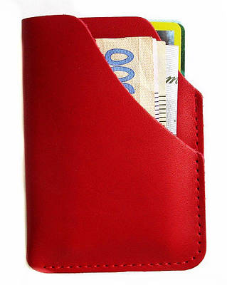 Міні картхолдер портмоне гаманець червоний. Шкіряний чохол картхолдер для карток