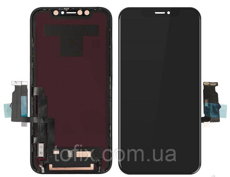 Дисплей для iPhone XR, модуль в зборі (екран і сенсор), з рамкою, чорний, оригінал - фото 1 - id-p871721567