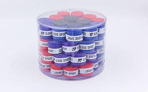 Обмотка на ручку ракетки теніс, сквош, бамбун Grip BD-4573 I LOVE SPORT (PU, у п.60 шт.,ціна за 1 шт., різнобарвний)