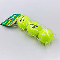 М'яч для великого тенісу DNL (3 шт.) D-155 VOLLEY (у пакеті, салатовий)