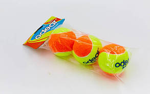 М'яч для великого тенісу ODEAR (3 шт.) T966 (у пакеті, жовтогарячий-салатовий)