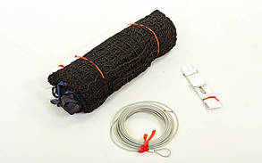 Сітка велика теніс С-98 (нейлон, р-р 12,8x0,95 м, комірка р-р 4x4 см, з метал. тросом, чорний)