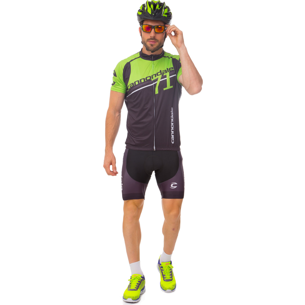 Велоформа короткий рукав із лямками CANNONDALE Y-65 (р-р M-3XL-55-90 кг-168-192 см, салатовий-чорний), фото 1