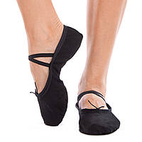 Балетні капці ЕЛІТ OB-1868 розмір 30-41 (верх-бавовна, шкіра, підошва-шкіра, білий, чорний)