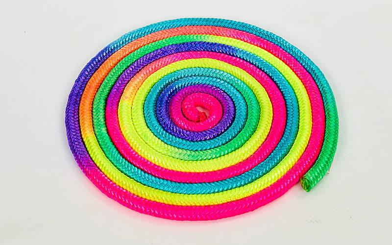 Скакалка для художньої гімнастики 3 м Lingo Веселка C-6270 (поліестер, l-3 м, d-10 мм, мультиколор), фото 1