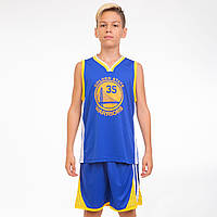 Форма баскетбольна підліткова NB-Sport NBA GOLDEN STATE WARRIORS 7354 (M-2XL-130-165 см, синій-жовтий)
