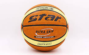 М'яч баскетбольний PU No5 STAR JMC05000Y (PU, бутил, жовтогарячий-жовтий)