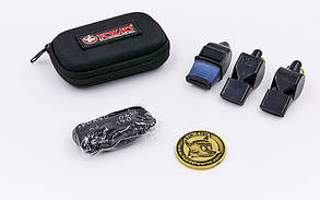 Свисток судовий пластиковий набір 3 шт FOX40-6906-0500 (на шнурі, 3 свистка, монета, чохол)