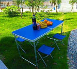Стіл туристичний складаний для пікніка для риболовлі+ 4 стільця 120*60*70 Синій Folding Table, фото 6