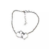 Жіночий браслет серце ланцюжок на ногу з подвійним серцем, фото 3