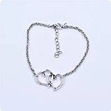 Жіночий браслет серце ланцюжок на ногу з подвійним серцем, фото 5