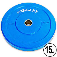 Бамперні диски гумові Bumper Plates Zelart Z-TOP TA-5125-15 51мм 15кг синій