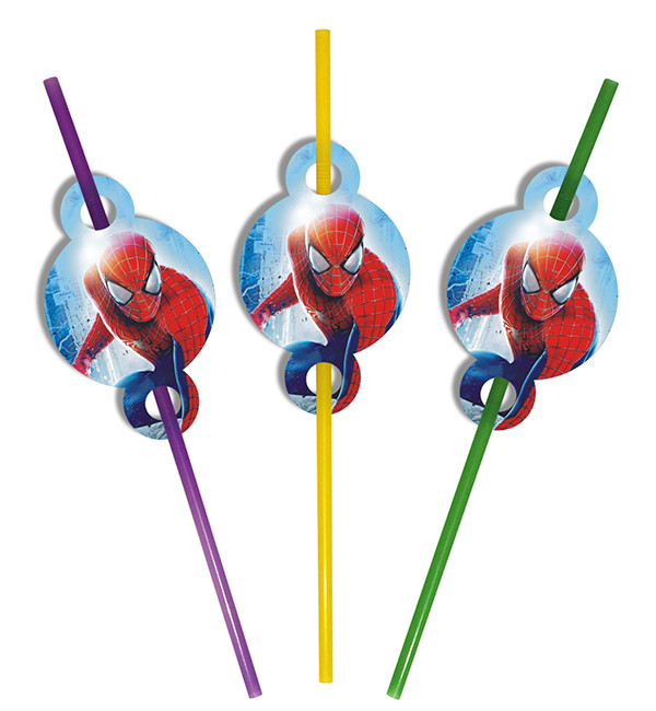 Трубочки на день народження "Спайдермен", 8 шт