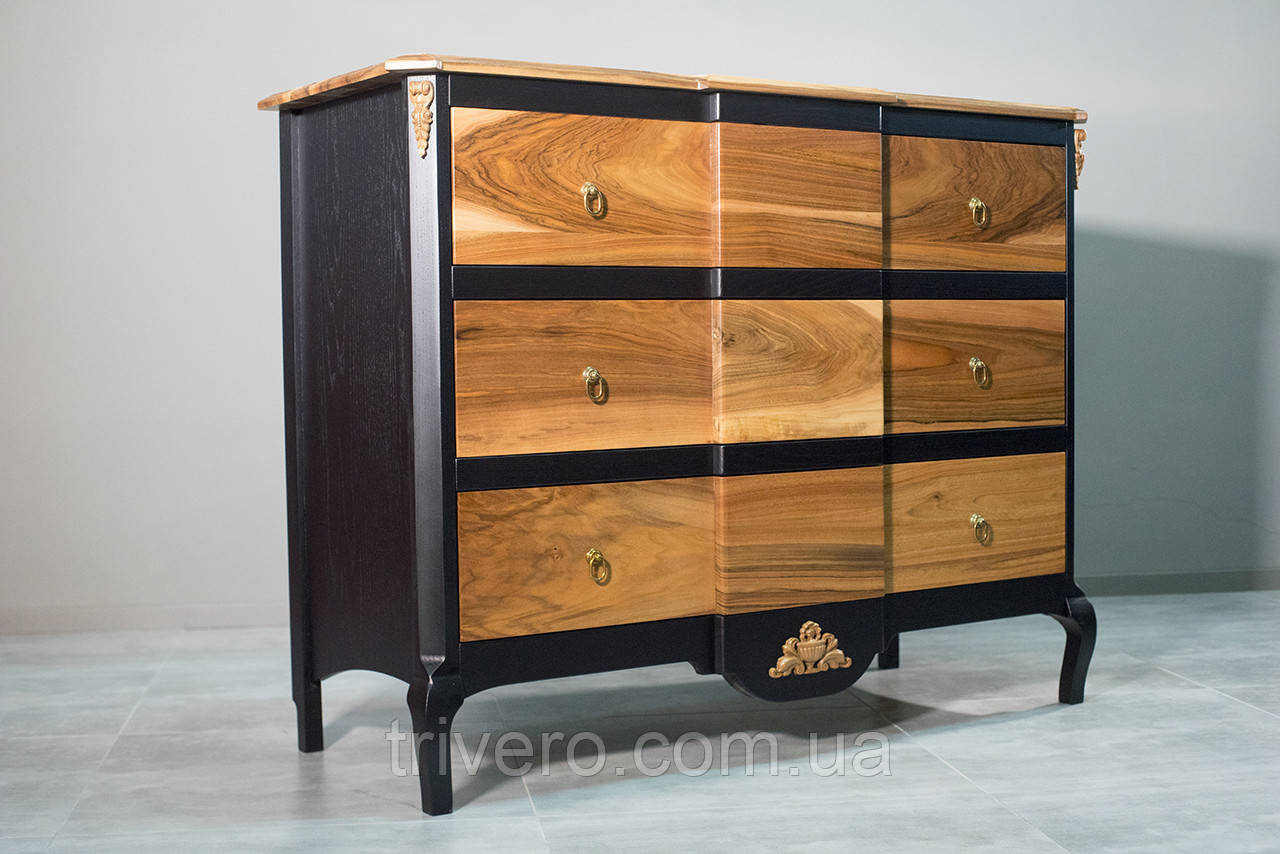 Чорний комод горіх і ясен в стилі прованс з натурального дерева, фото 1