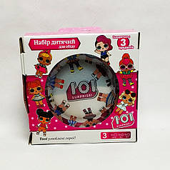 Дитячий набір скляного посуду для годування Лол (Lol) фіолетовий 3 предмети Metra+