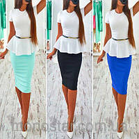 Платье женское с баской красивое нарядное 42 44 46 48 50 Р