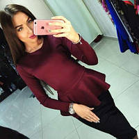 Платье женское трикотажное с баской красивое нарядное