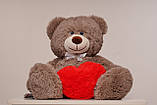 Плюшевий ведмедик з сердечком Yarokuz Джеймс 65 см Капучіно подарунок, фото 2