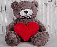Великий плюшевий ведмідь з серцем Yarokuz Джеральд 165 см Капучіно подарунок на день закоханих