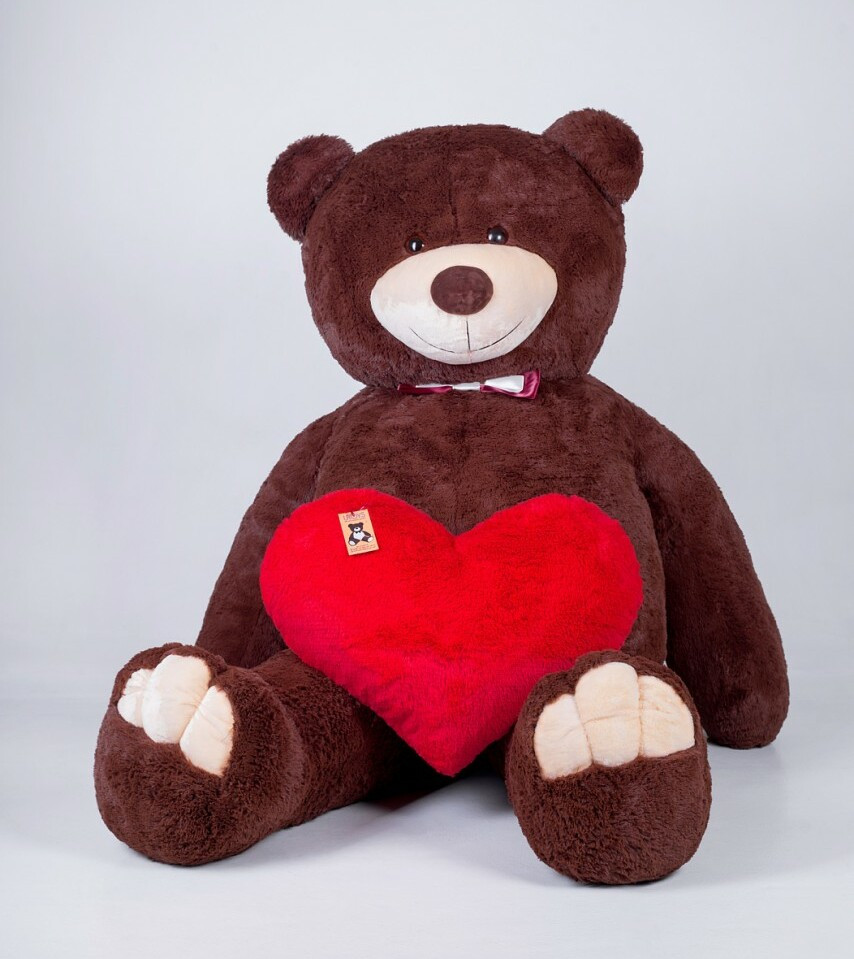 Величезний м'який ведмедик з серцем Yarokuz Вільям 250 см Шоколадний подарунок, фото 1