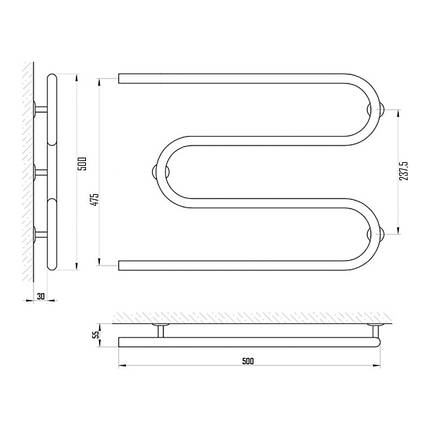 Сушарка для рушників водяна Змійовик D 25х3/4" 50х50, фото 2