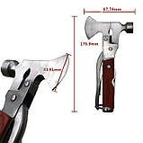Мультитул сокира, відкривачка, молоток, пласкогубці, ніж, пилка, викрутка, фото 4