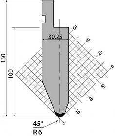 Пуансон P. 130.45.R6 системи R1 Amada Promecam