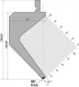 Пуансон P. 196.88.R06/C/M (перешліфовано на R=2 мм) системи R1 Amada Promecam