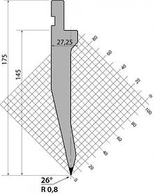 Пуансон TOP.175.26.R08/M (перешліфовано на R=1.5 мм) системи R1 Amada Promecam