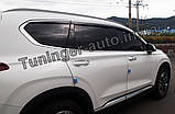 Дефлектори вікон (вітровики) Hyundai Santa Fe 2018- (D983) Auto Clover З хромом молдингом, фото 7