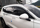 Дефлектори вікон (вітровики) Hyundai Santa Fe 2018- (D983) Auto Clover З хромом молдингом, фото 5