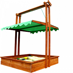 Дитяча дерев'яна пісочниця з навісом ТМ Sportbaby, розмір 1,8х1,45х1,45м