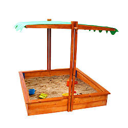 Дитяча дерев'яна пісочниця з навісом ТМ Sportbaby, розмір 1,5х1,45х1,45м