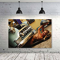 Модульна картина IDEAPRINT "Дівчина і ретро автомобіль"