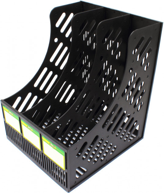 Лоток збірний вертикальний 4OFFICE 4-402 3відділення чорний (20), фото 1