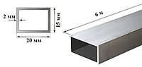 Труба профільна алюмінієва 20х15х2 мм 6060 Т6 прямокутна АД31Т, екструзія